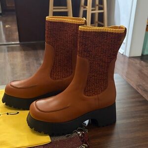 Loma in Sienna - Charlotte Stone Orange and Yellow Heeled Boots - Brand New